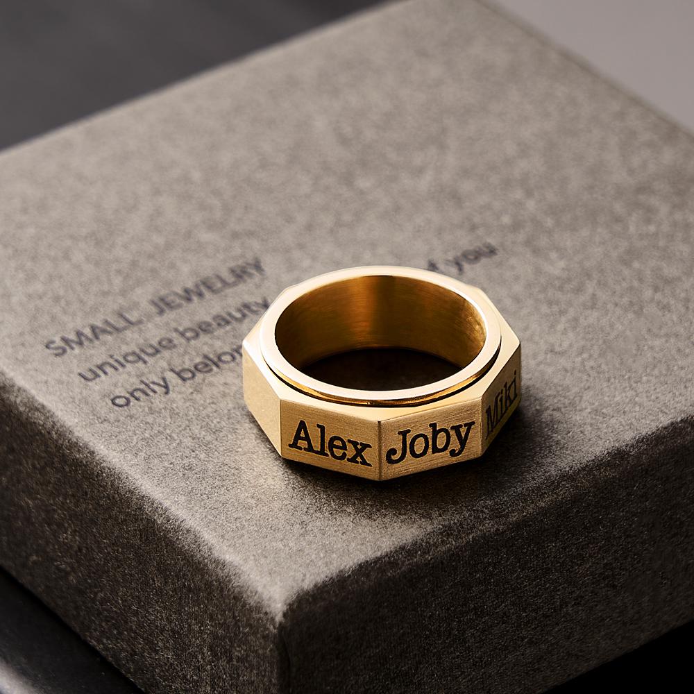 Engravable Ring Norse Viking Rotatable Band Rings For Men