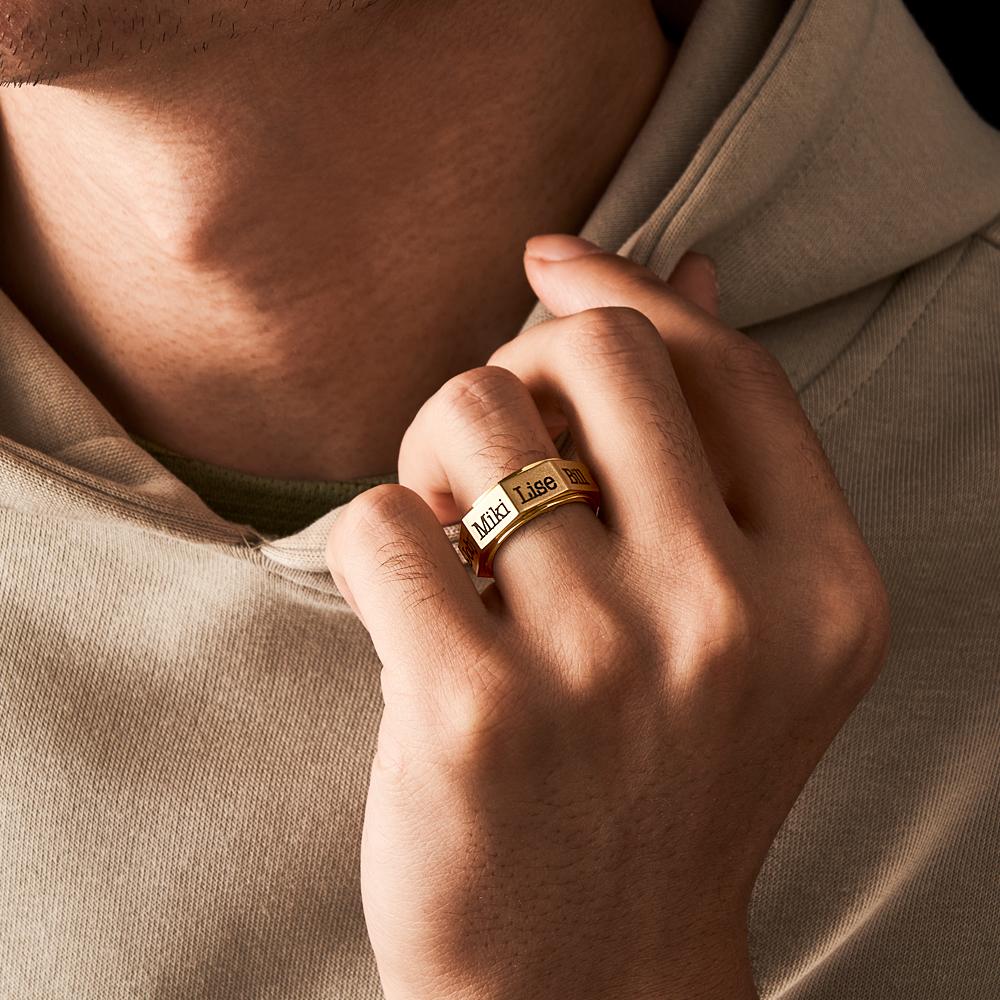 Engravable Ring Norse Viking Rotatable Band Rings For Men