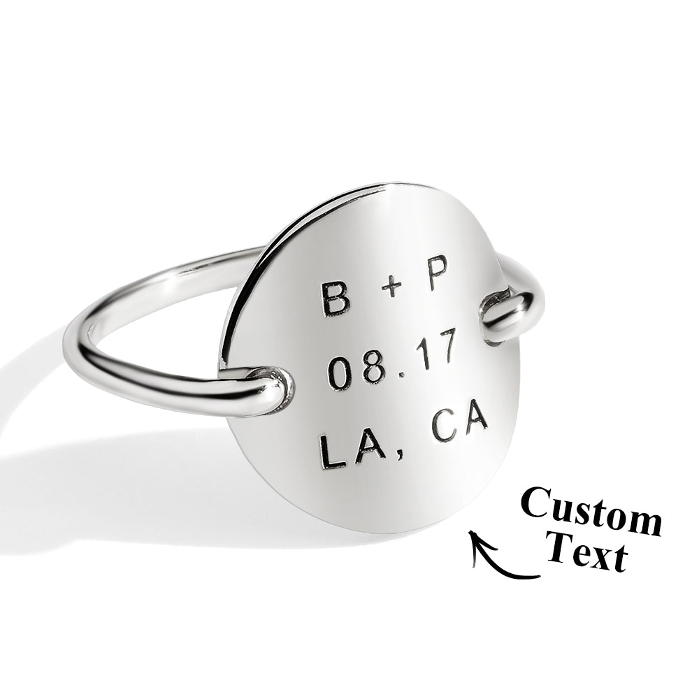 Custom Engraved Oval Ring Personalized Text Ring Gift for Her