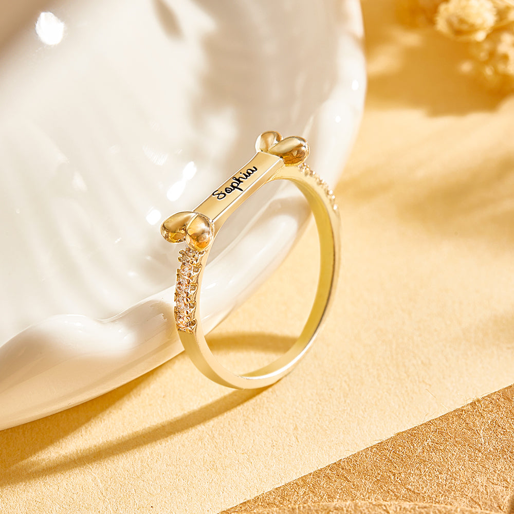 Personalized Cute Pet Ring with Engraved Name Birthday Gift for Cat Dog Pet Lover