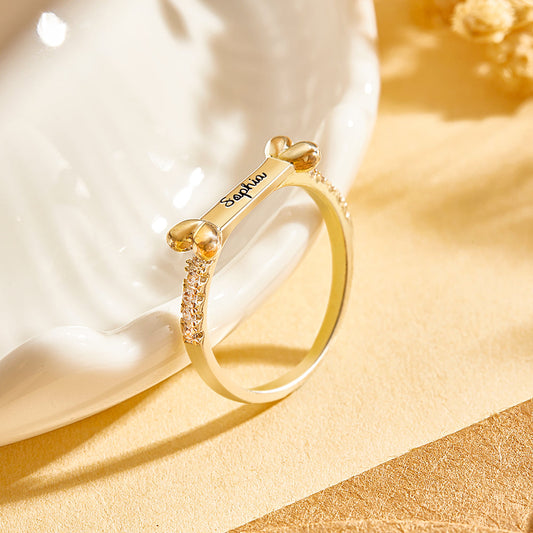 Personalized Cute Pet Ring with Engraved Name Birthday Gift for Cat Dog Pet Lover