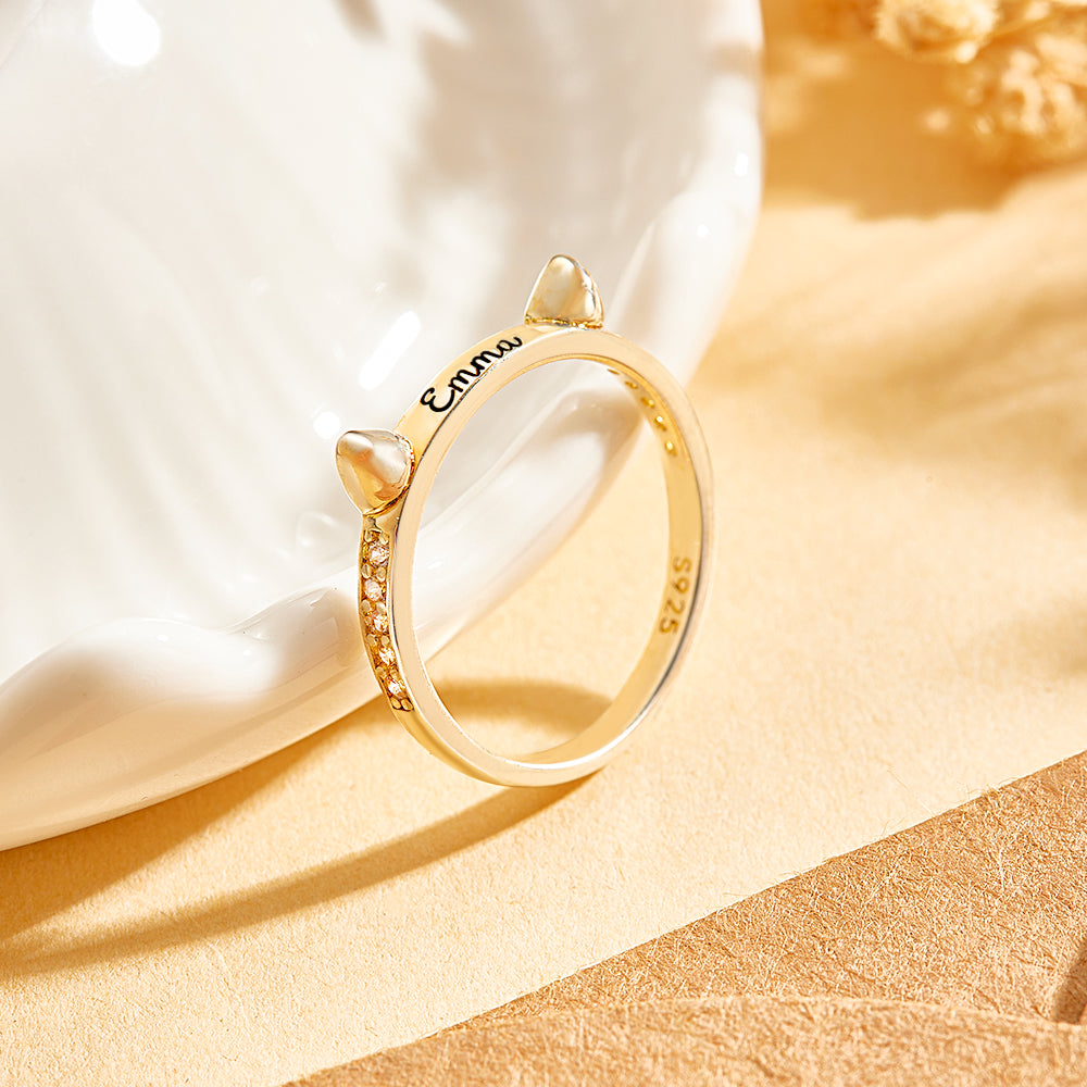 Personalized Cute Pet Ring with Engraved Name Birthday Gift for Cat Dog Pet Lover