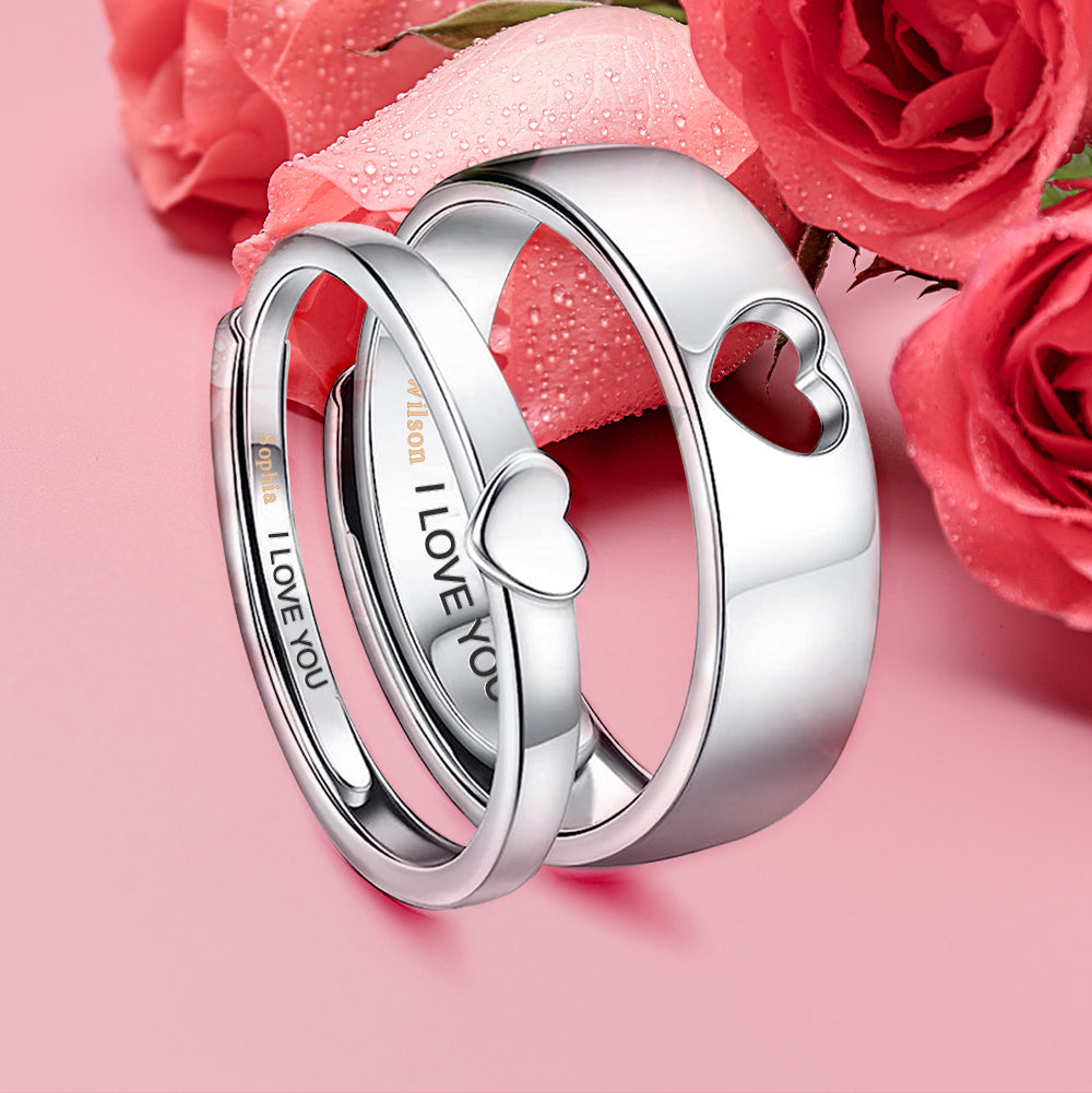 Personalized Name Couple Rings I Love You Engagement Wedding Ring Valentine's Day Gifts