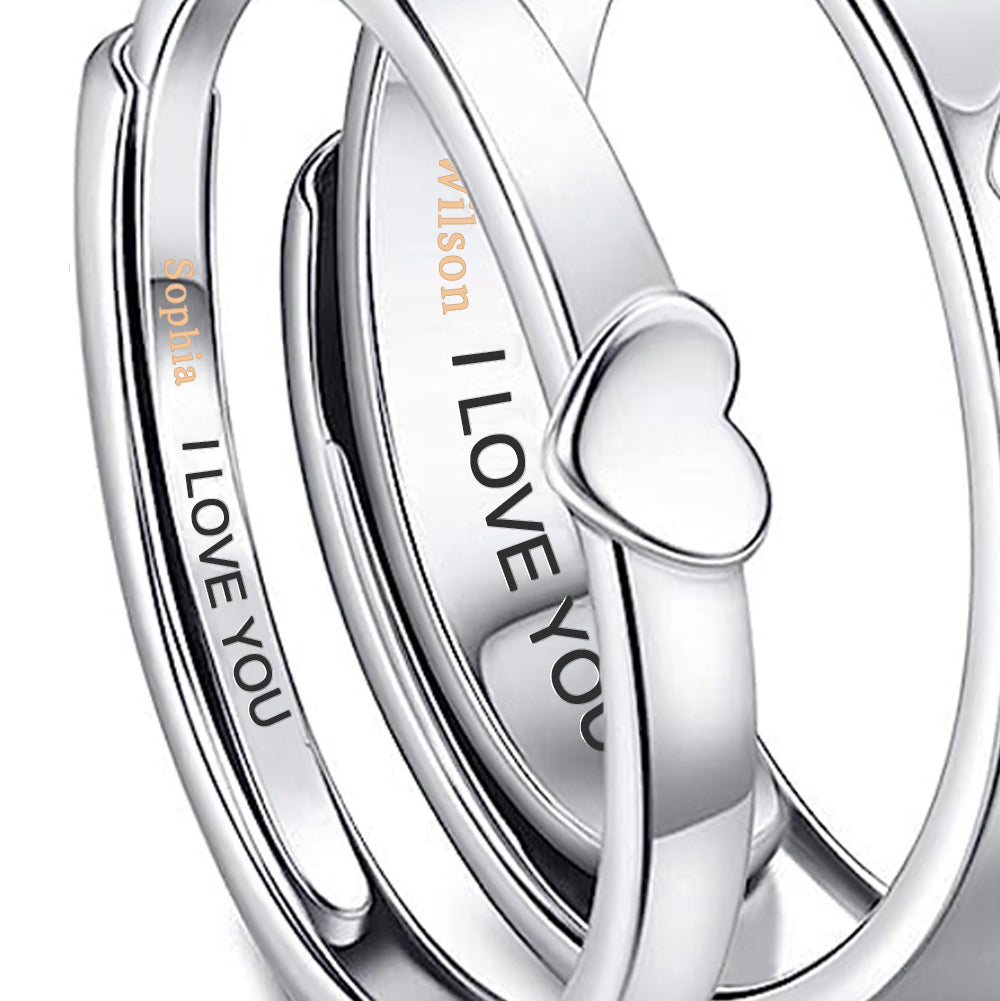 Personalized Name Couple Rings I Love You Engagement Wedding Ring Valentine's Day Gifts