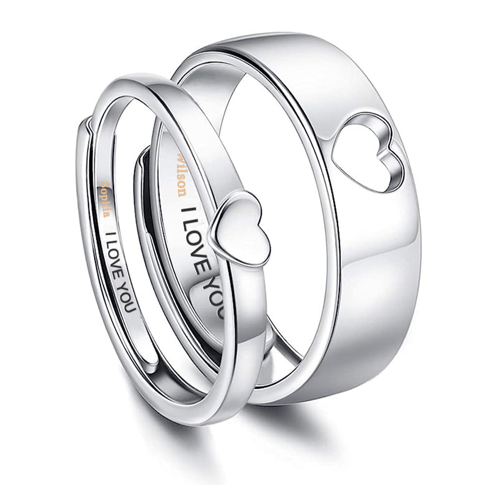Personalized Name Couple Rings I Love You Engagement Wedding Ring Valentine's Day Gifts