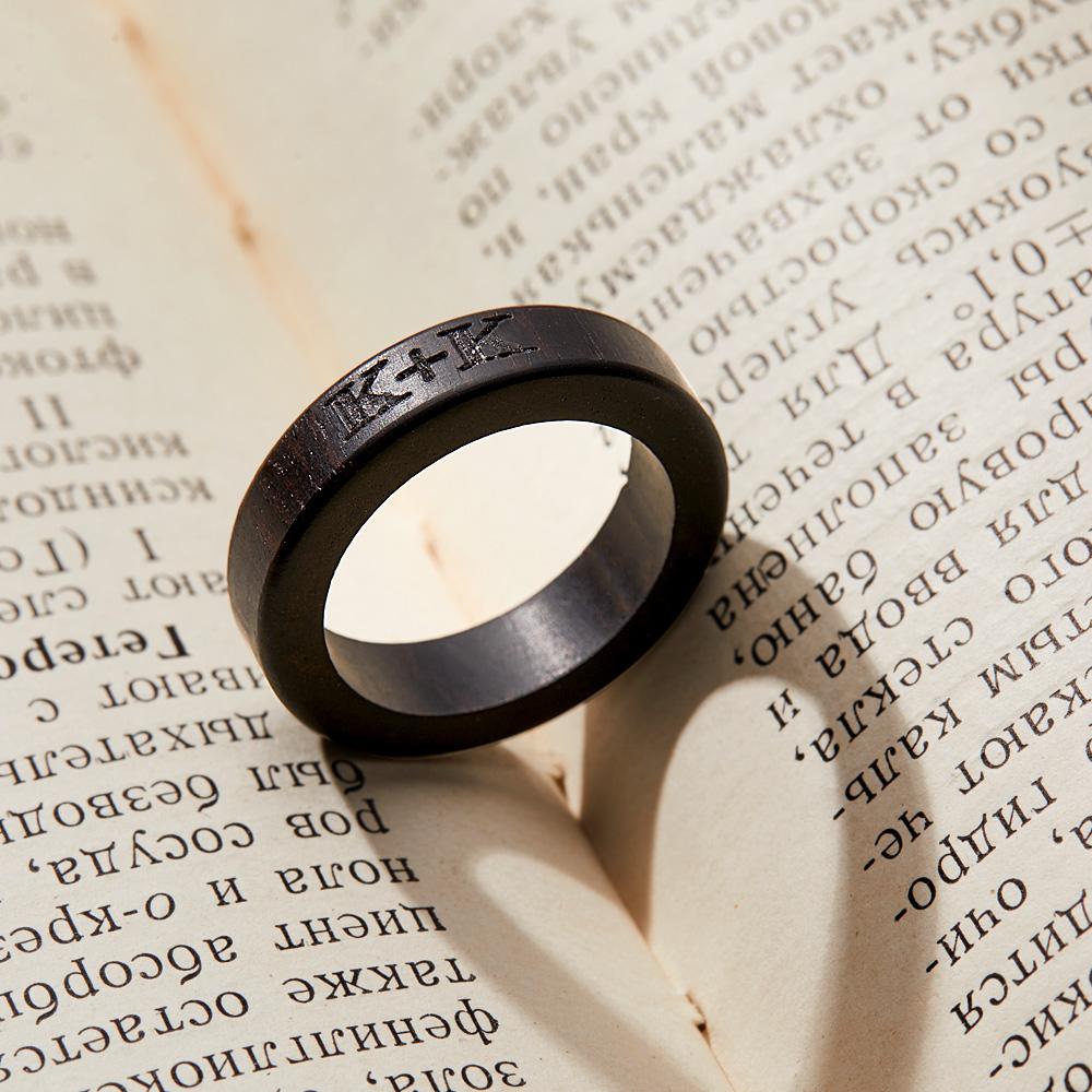 Custom Wood Ring Personalized Ring Engraved Wedding Ring Wooden Ring Mens Jewelry
