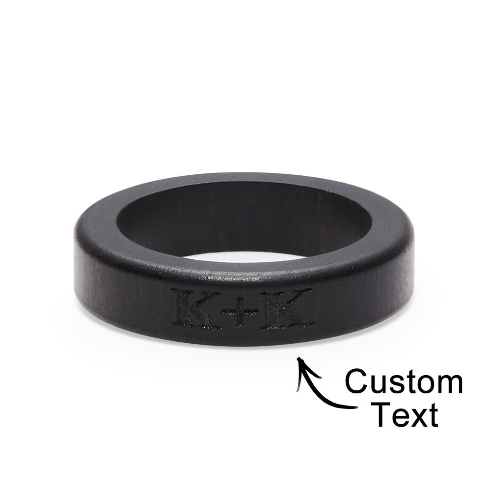 Custom Wood Ring Personalized Ring Engraved Wedding Ring Wooden Ring Mens Jewelry