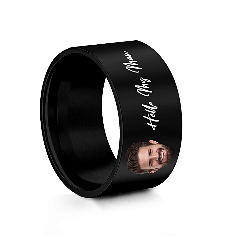 Personalized Engraved Photo Ring Custom Mens Signet Ring Women Name Ring Family Fathers Day Gift Boyfriend Husband