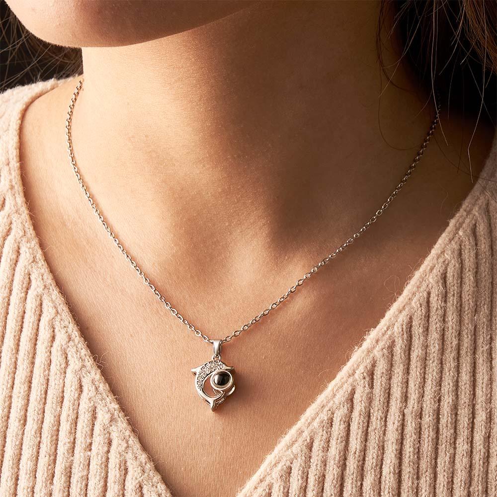 Custom Photo Projection Necklace Creative Dolphin Exquisite Gifts