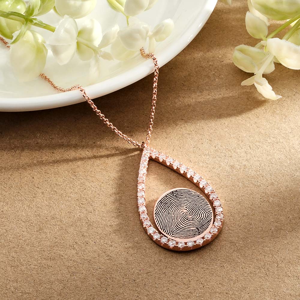 Custom Fingerprint Necklace Personalized Fingerprint Jewelry Memorial Gifts
