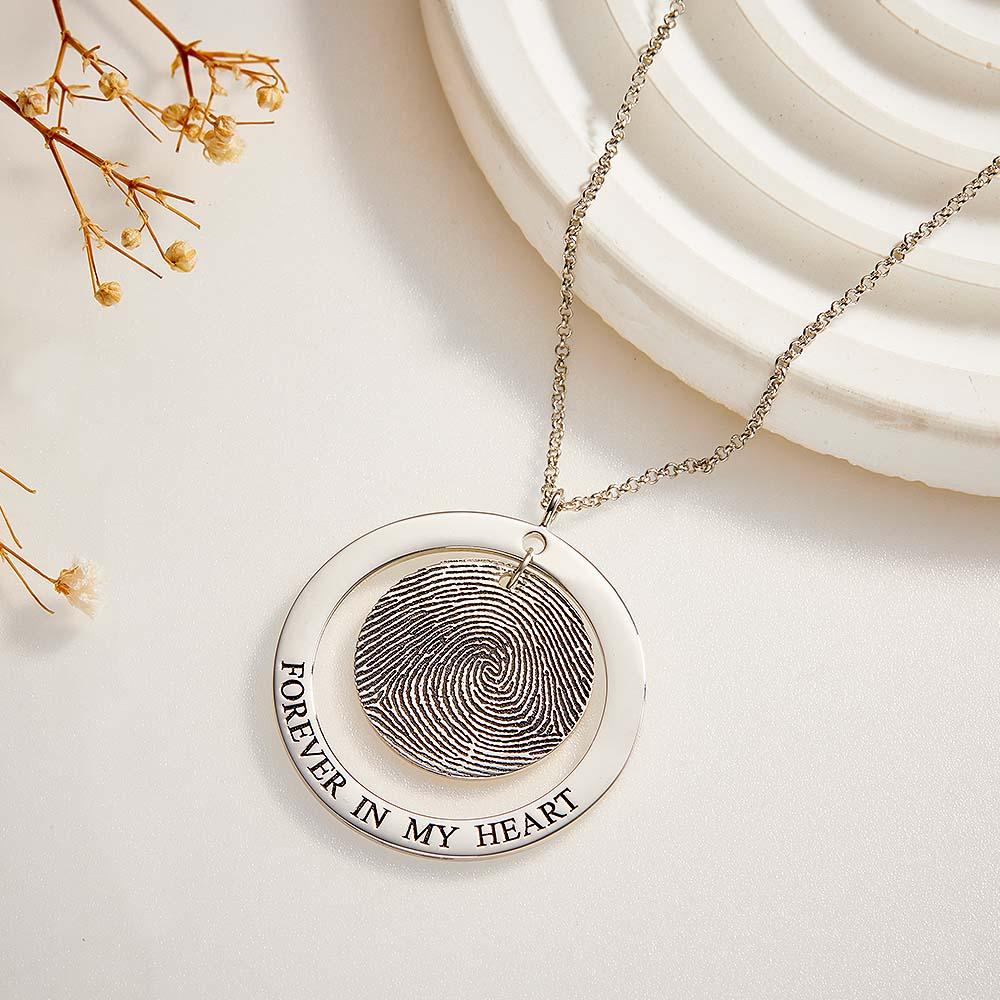 Custom Fingerprint Necklace Personalized Text Fingerprint Jewelry Keepsake Gifts
