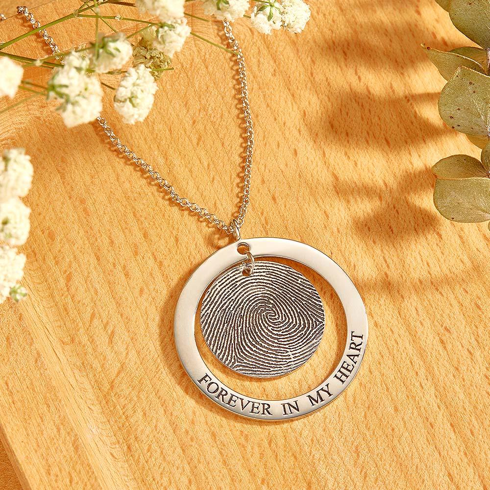 Custom Fingerprint Necklace Personalized Text Fingerprint Jewelry Keepsake Gifts