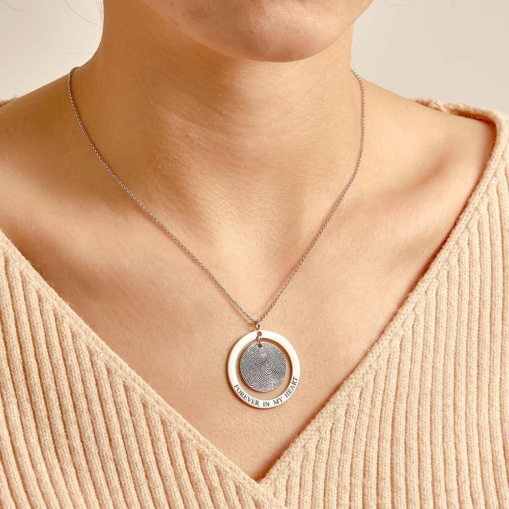 Custom Fingerprint Necklace Personalized Text Fingerprint Jewelry Keepsake Gifts