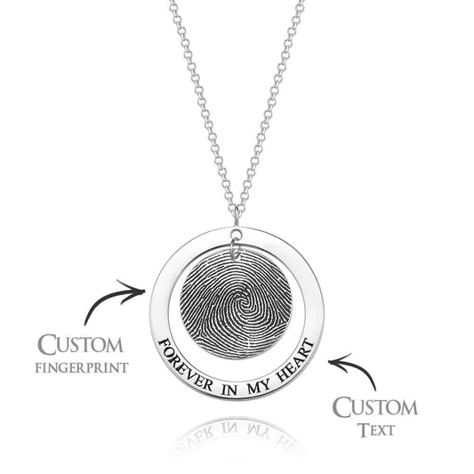 Custom Fingerprint Necklace Personalized Text Fingerprint Jewelry Keepsake Gifts