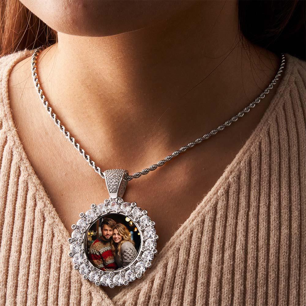 Hip Hop Photo Necklace Exaggerate Iced Out Pendant Jewelry Gifts For Men