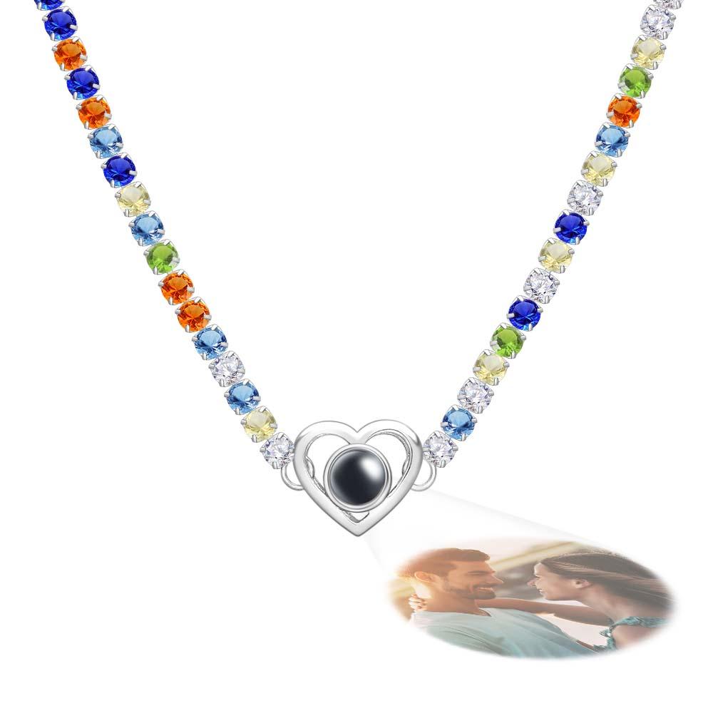 Custom Projection Necklace Tennis Chain Heart Gift for Her
