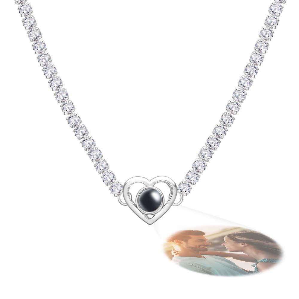 Custom Projection Necklace Tennis Chain Heart Gift for Her