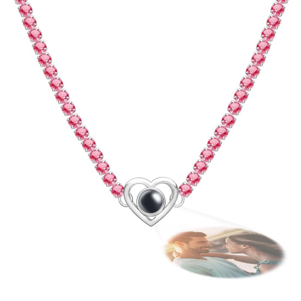 Custom Projection Necklace Tennis Chain Heart Gift for Her