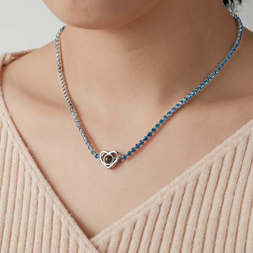 Custom Projection Necklace Tennis Chain Heart Gift for Her