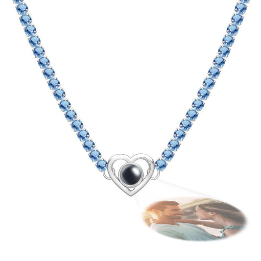 Custom Projection Necklace Tennis Chain Heart Gift for Her