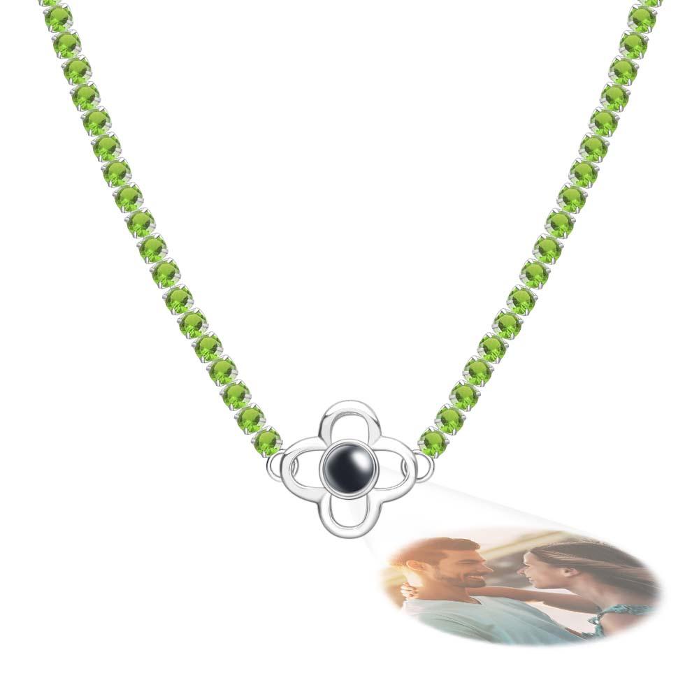 Custom Projection Necklace Tennis Chain Four Leaf Clover Gift for her