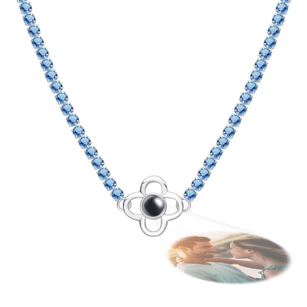 Custom Projection Necklace Tennis Chain Four Leaf Clover Gift for her