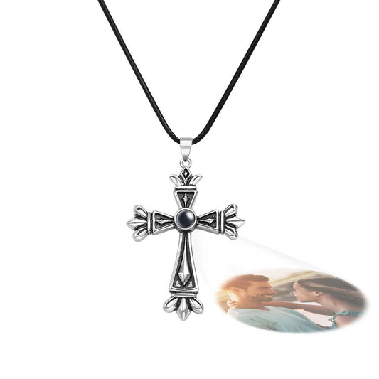 Custom Projection Photo Necklace Creative Cross Gift for Men