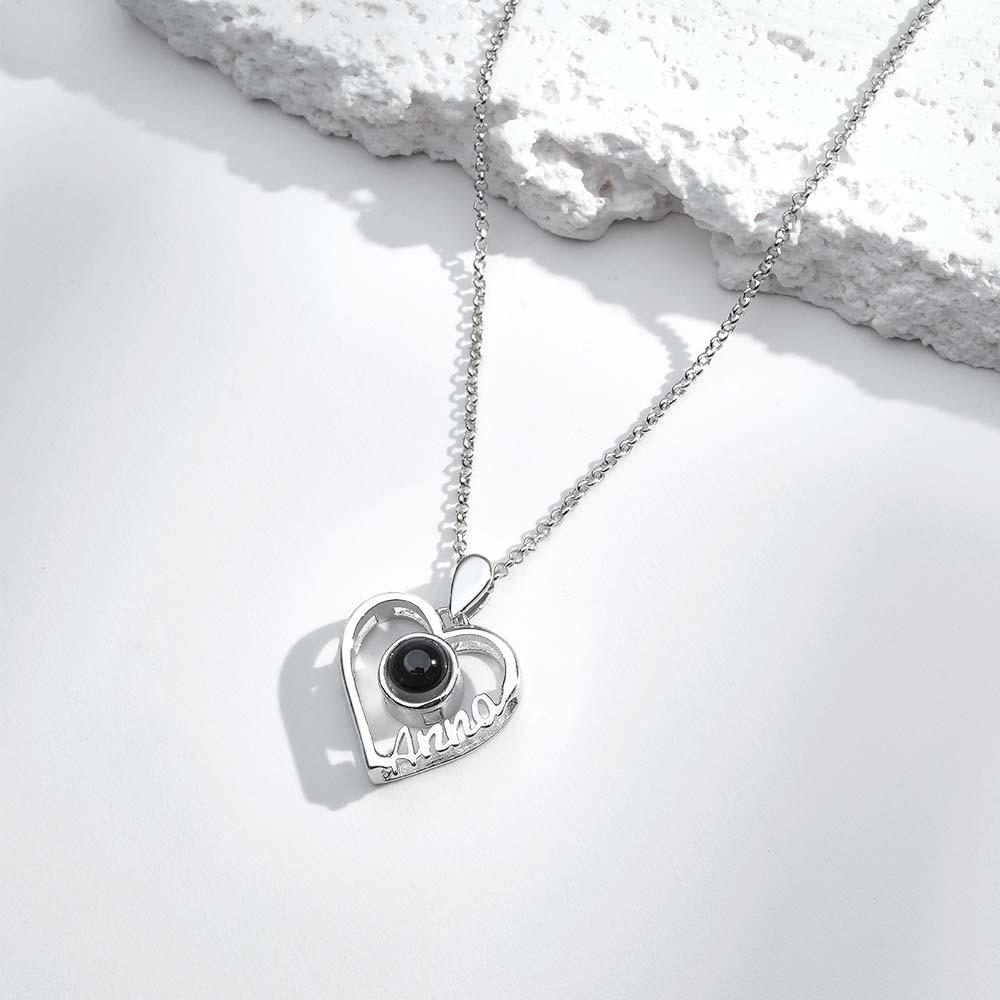 Custom Name Projection Necklace Heart Gift for Her