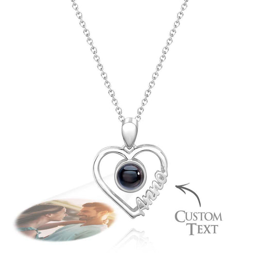 Custom Name Projection Necklace Heart Gift for Her
