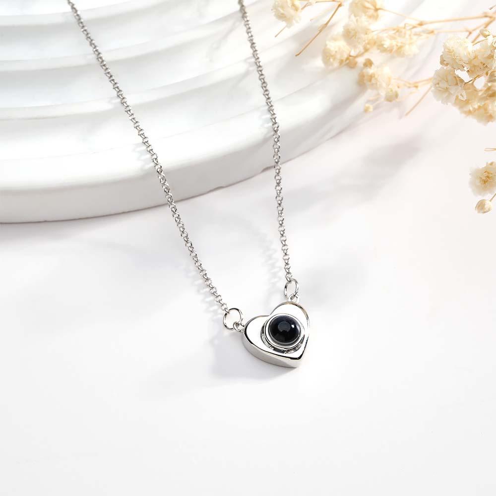 Custom Photo Neckalce I LOVE YOU Projection Heart Gift for Her