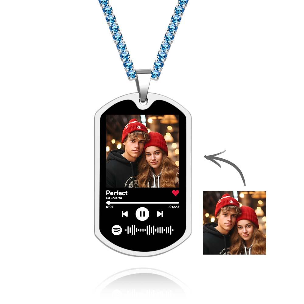 Scannable Custom Spotify Code Necklace Tennis Chain Memorial Gifts for Him