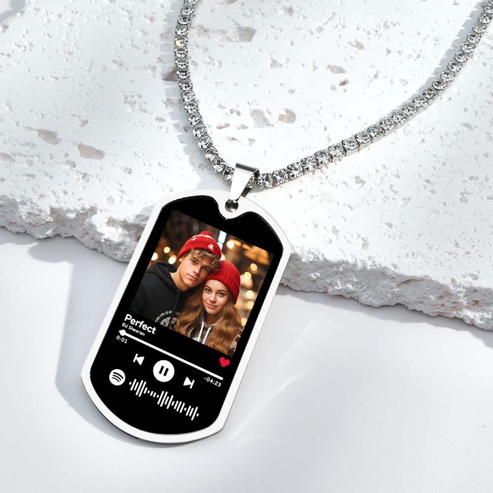Scannable Custom Spotify Code Necklace Tennis Chain Memorial Gifts for Him
