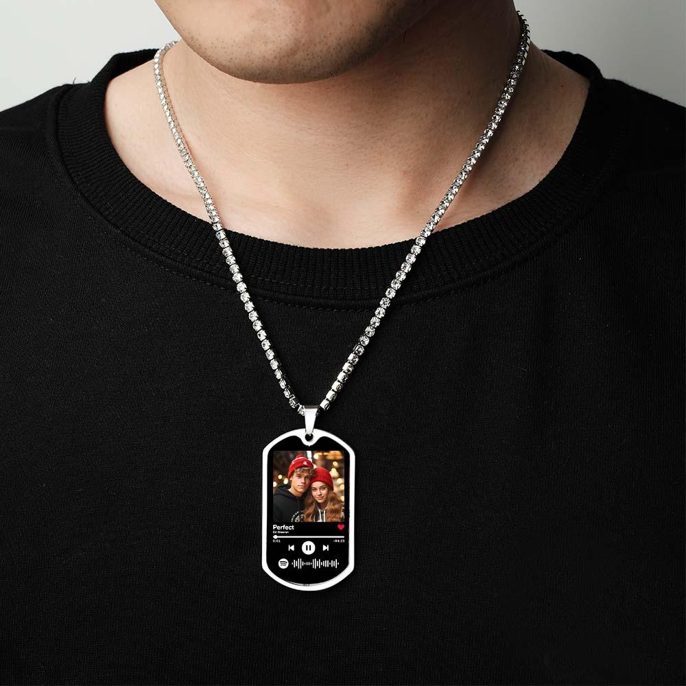 Scannable Custom Spotify Code Necklace Tennis Chain Memorial Gifts for Him