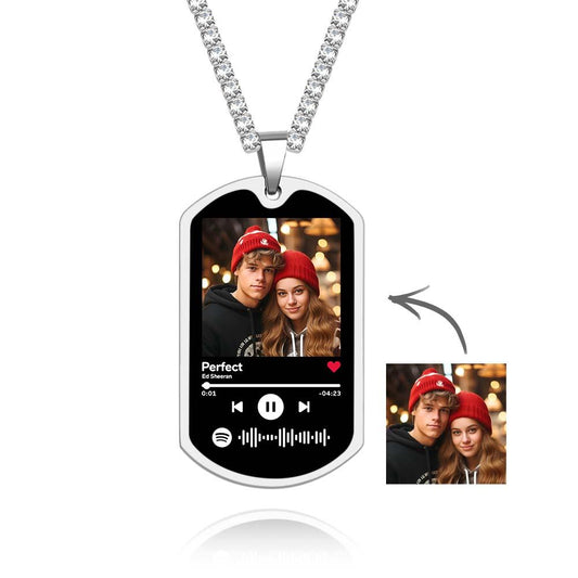 Scannable Custom Spotify Code Necklace Tennis Chain Memorial Gifts for Him