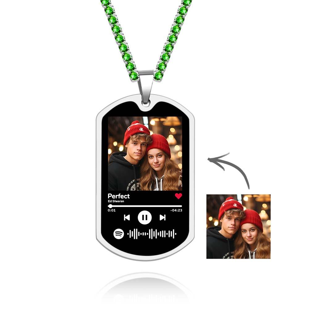 Scannable Custom Spotify Code Necklace Tennis Chain Memorial Gifts for Him