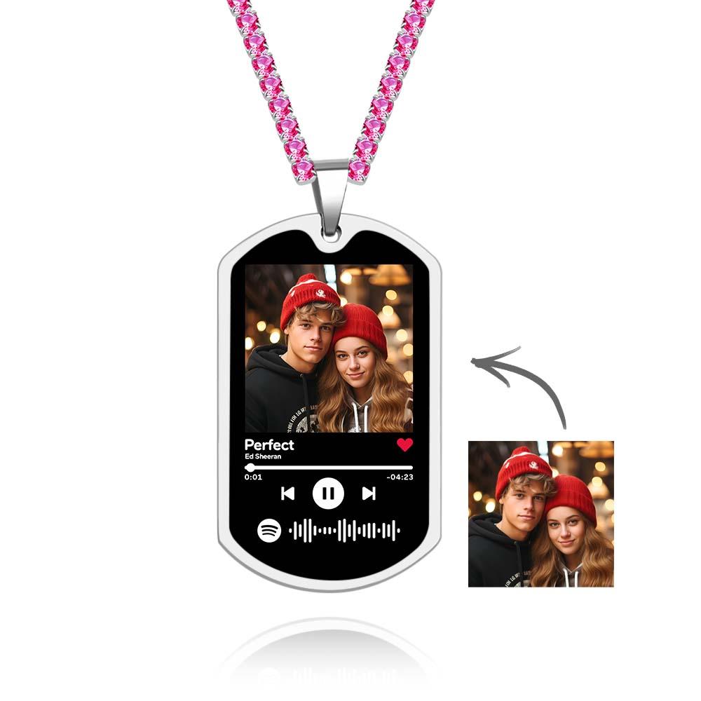 Scannable Custom Spotify Code Necklace Tennis Chain Memorial Gifts for Him