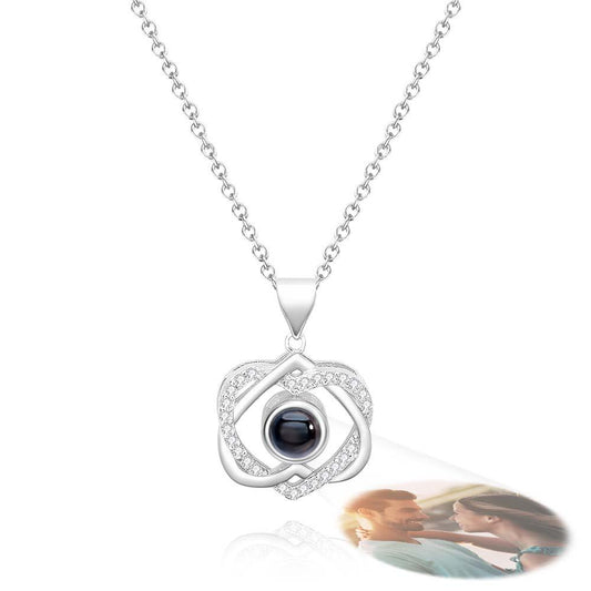 Custom Projection Necklace Double Heart Pendant Gift