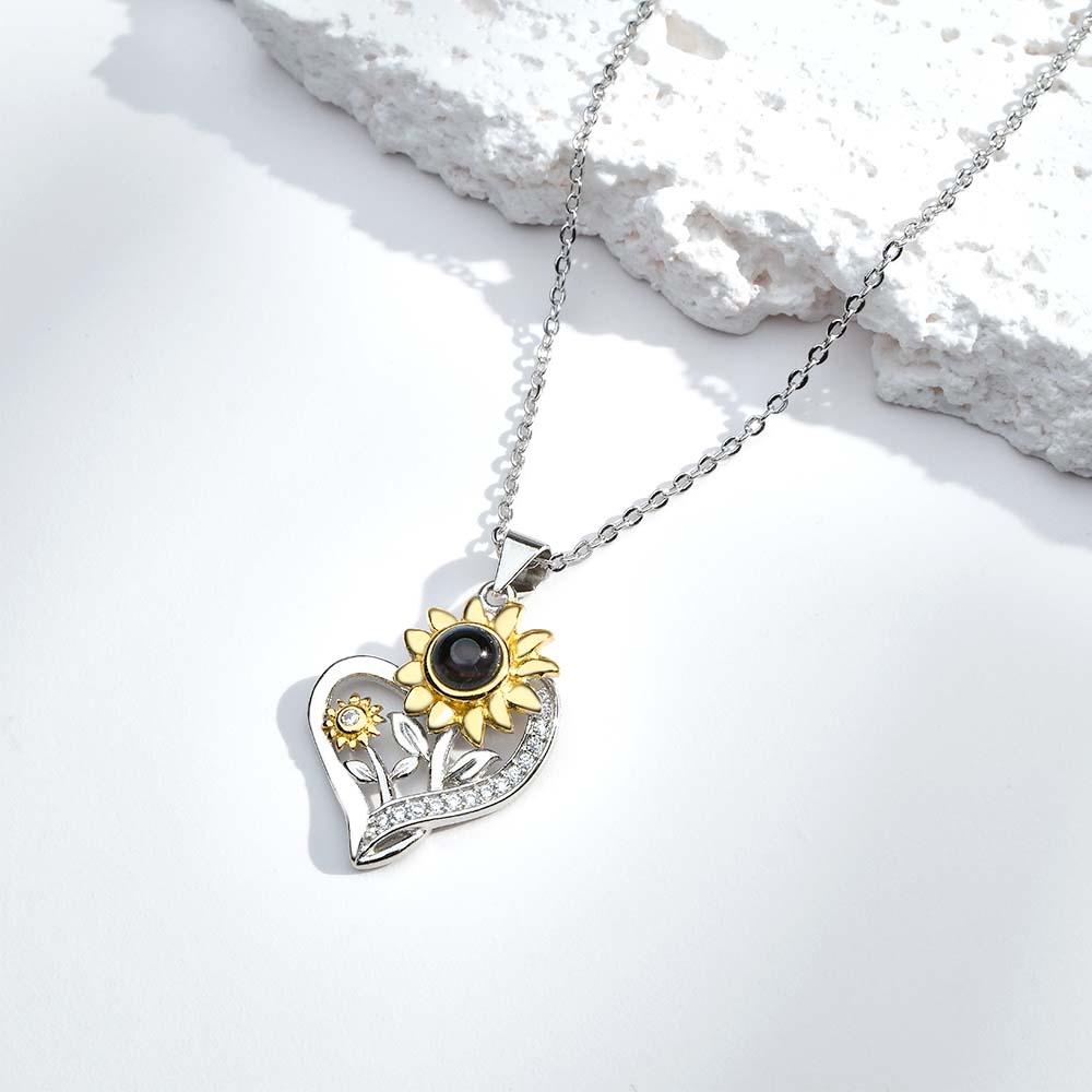 Custom Projection Necklace You are My Sunshine Sunflower Couple Gift