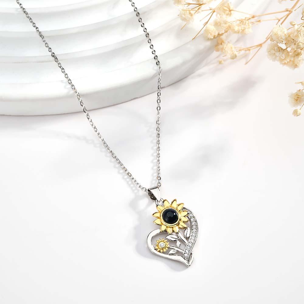 Custom Projection Necklace You are My Sunshine Sunflower Couple Gift