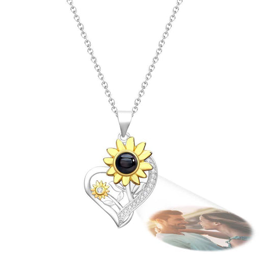 Custom Projection Necklace You are My Sunshine Sunflower Couple Gift