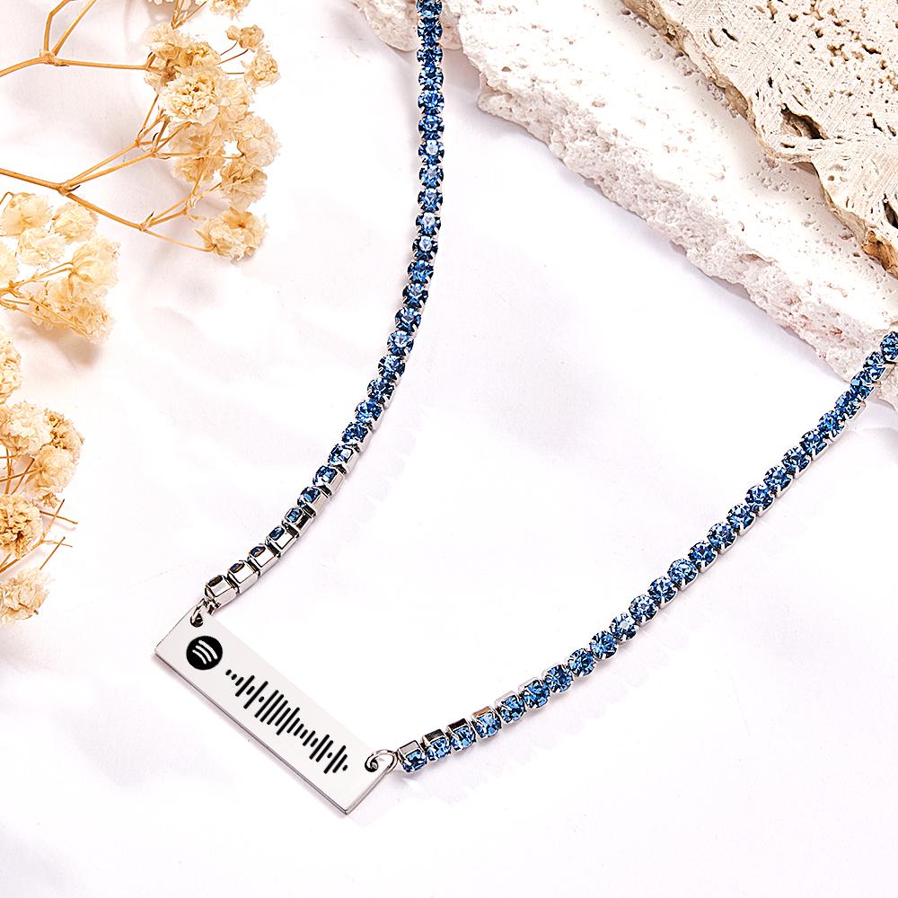 Scannable Spotify Code Bar Necklace Tennis Chain Fashion Gift