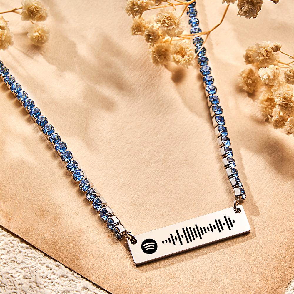 Scannable Spotify Code Bar Necklace Tennis Chain Fashion Gift
