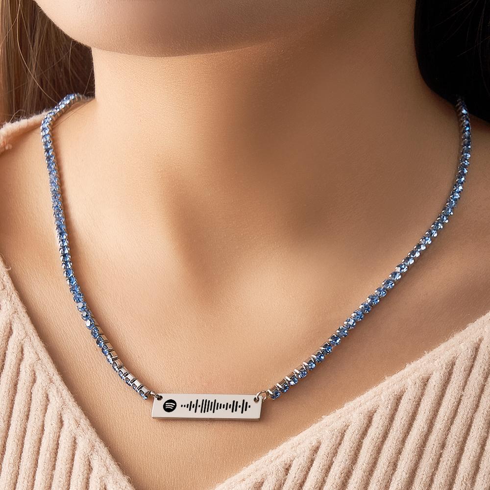 Scannable Spotify Code Bar Necklace Tennis Chain Fashion Gift