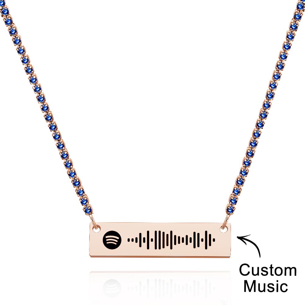Scannable Spotify Code Bar Necklace Tennis Chain Fashion Gift