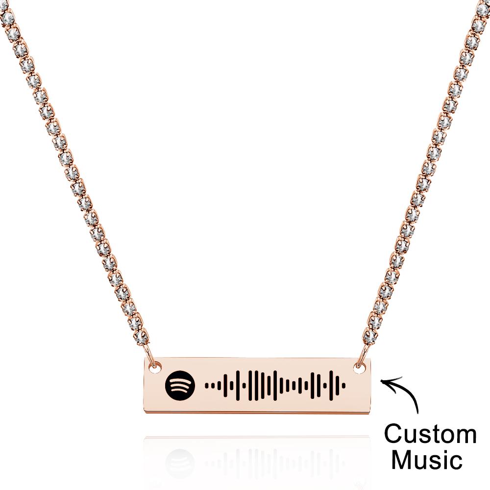 Scannable Spotify Code Bar Necklace Tennis Chain Fashion Gift