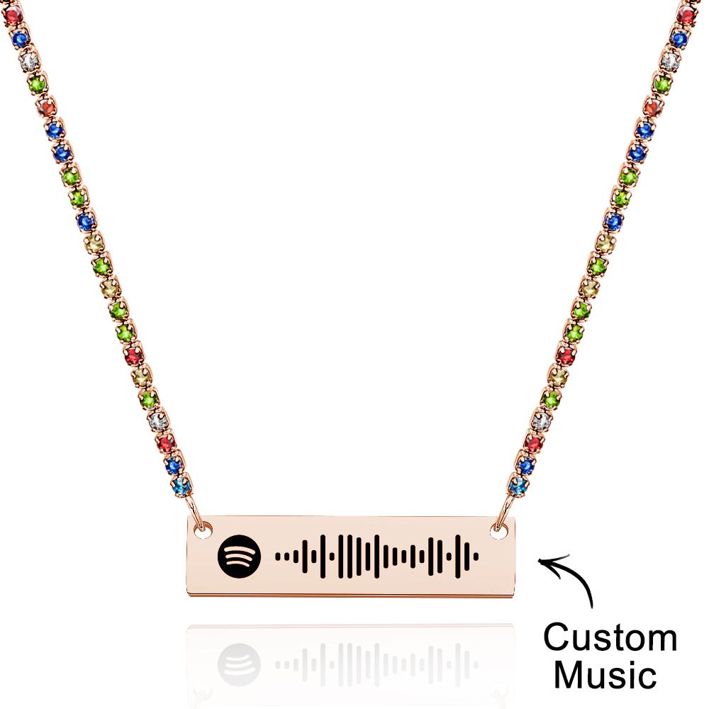 Scannable Spotify Code Bar Necklace Tennis Chain Fashion Gift