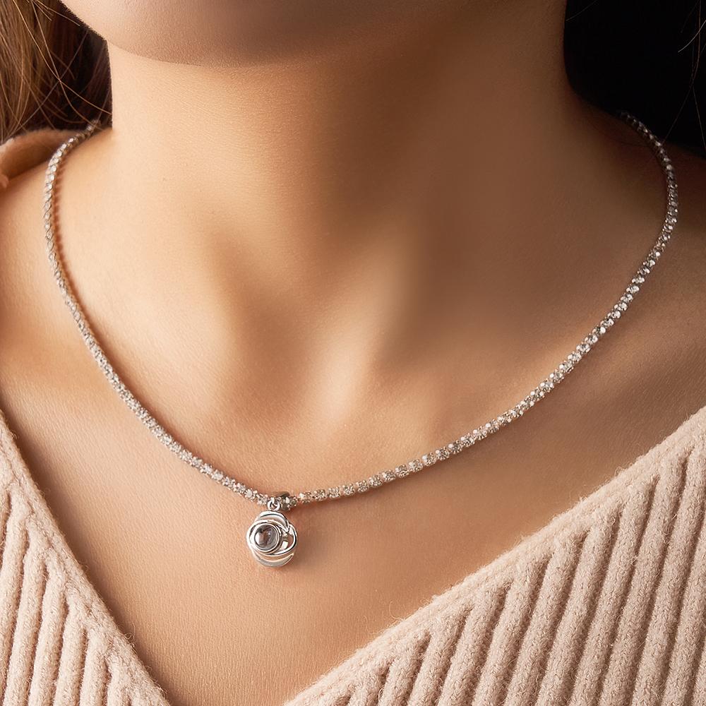 Custom Projection Necklace Romantic Rose Tennis Chain Couple Gift