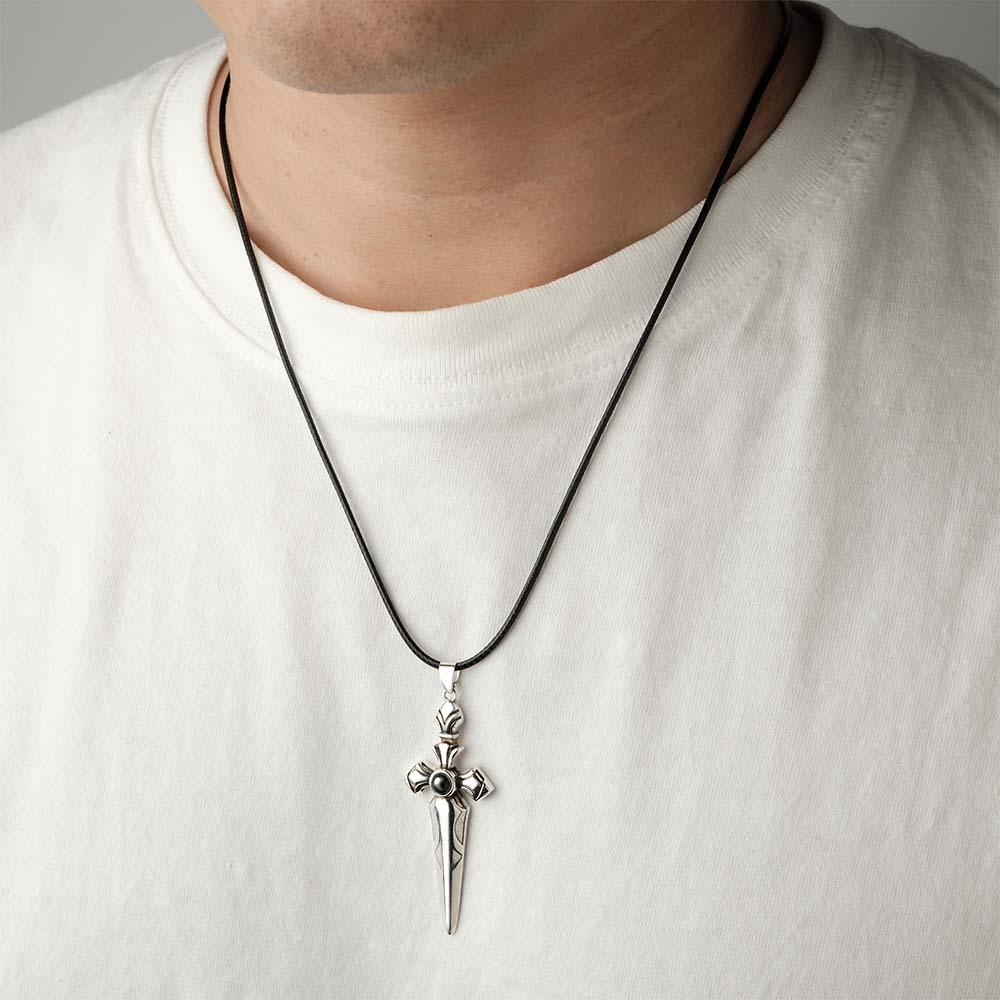 Custom Name Necklace Cool Sword Fashion Gift for Men