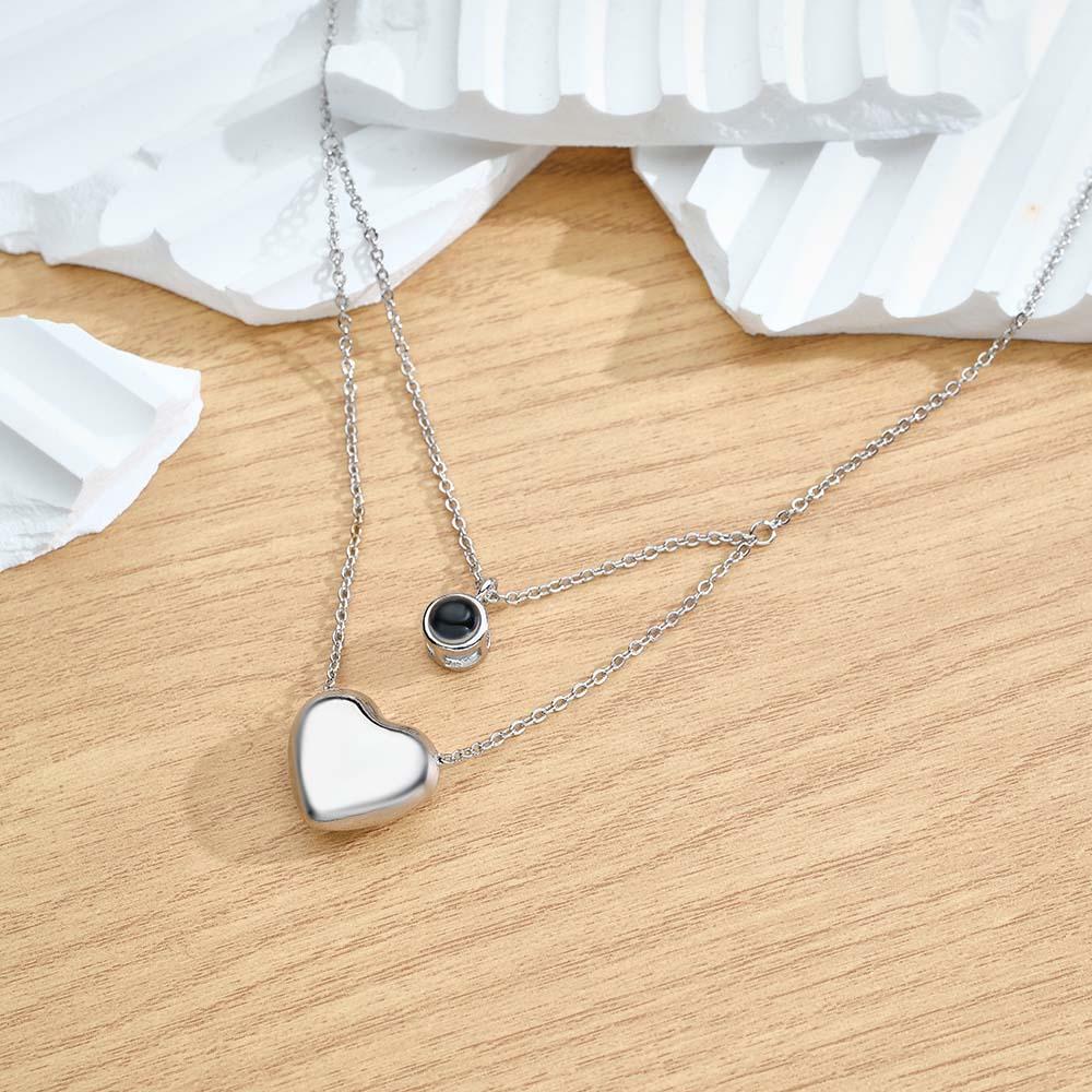 Custom Projection Necklace Double Layer Heart Couple Gift