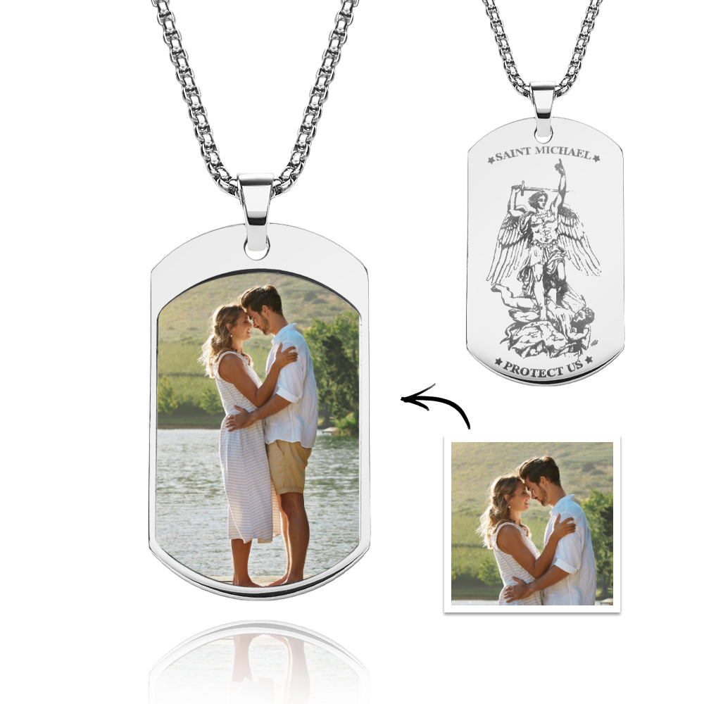 Custom Photo Necklace Archangel Saint Michael Jewelry Pendant